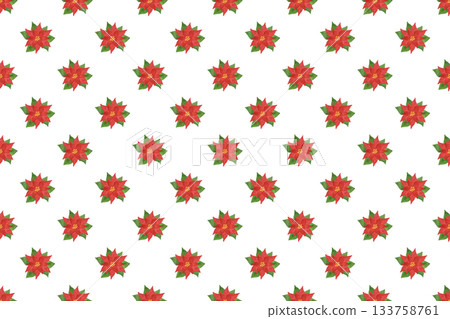 Poinsettia watercolor seamless pattern Christmas background material Flower illustration Design material Poinsettia watercolor seamless pattern Christmas background material Flower illustration Design material 133758761