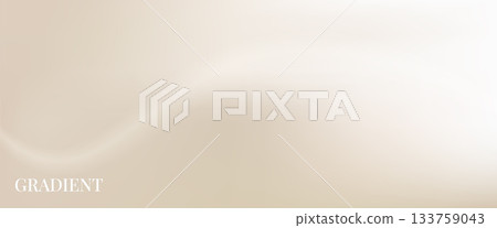 Brown wavy gradient background. Neutral pearl beige abstract wave gradation backdrop. Vector nude pale tones bg. Simple tan grey fashion design. Cover soft transition with curved light line 133759043