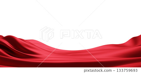 Blank red cloth for product placement isolated on white background with copy space 3D render 133759693