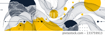 Abstract wireframe background. Modern science art elements. Surface illustration. 133759913
