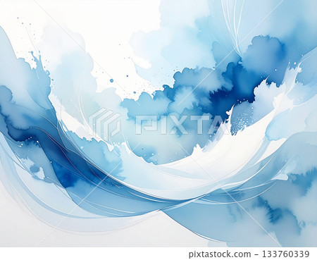 Abstract art of flowing lines in transparent blue 133760339
