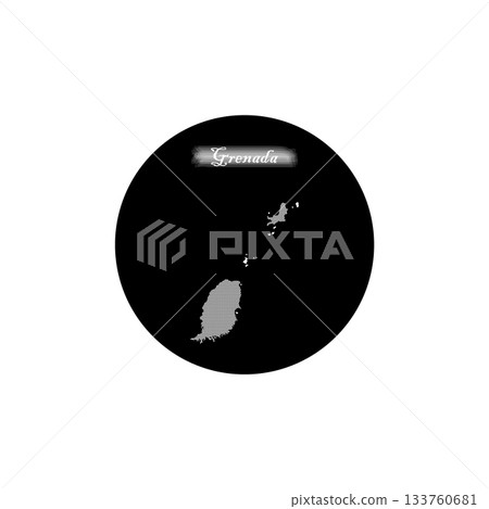 Grenada map vector icon in black and white. 133760681