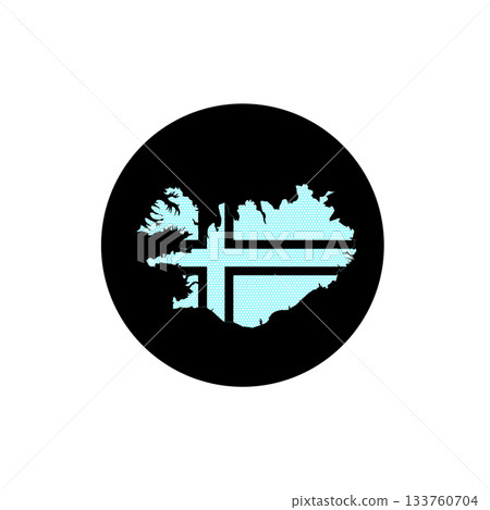 Iceland map icon color blue and black circle. Iceland map icon color blue and black circle. 133760704