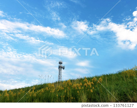 Autumn sky, clouds and radio tower Autumn sky, clouds and radio tower 133761127