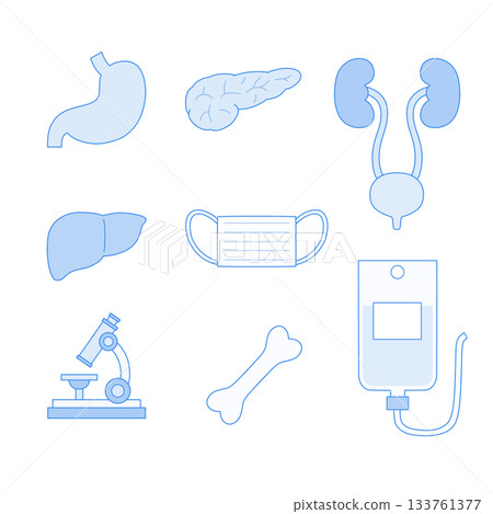 藍色單色醫學插畫套裝 133761377