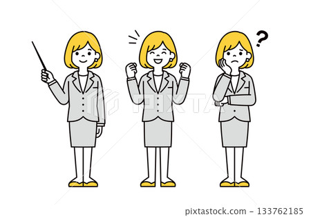 Explaining, working hard, thinking, young business woman, OL full body vector illustration material set Explaining, working hard, thinking, young business woman, OL full body vector illustration material set 133762185