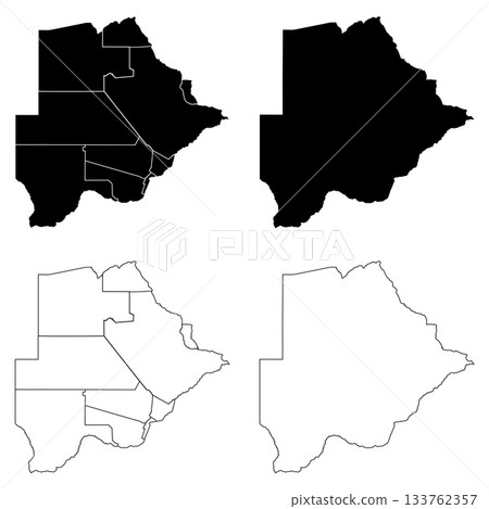 Botswana Outline and Solid Fill Map Set. 133762357