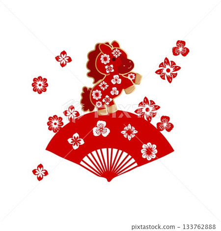 Festive Red Horse with Cherry Blossom Pattern Cards Vietnamese Zodiac Horse vietnamese horse mascot for lunar new year Festive Red Horse with Cherry Blossom Pattern Cards Vietnamese Zodiac Horse vietnamese horse mascot for lunar new year 133762888