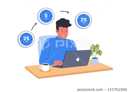 Illustration of Pomodoro Technique Concept 133762998