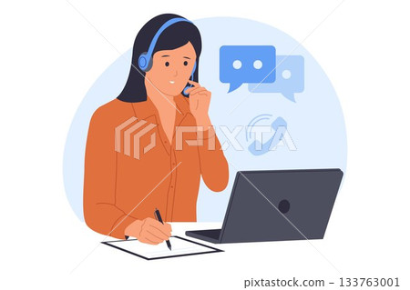 Illustration of Customer Support and Call Center Service Illustration of Customer Support and Call Center Service 133763001