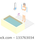 A woman shivering in the cold bathroom - Isometric 133763034