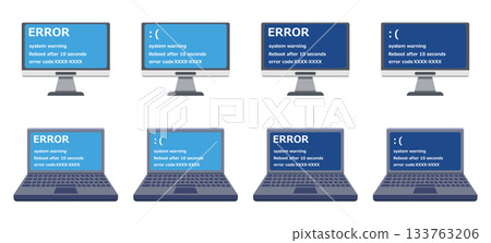Blue screen icon set 133763206