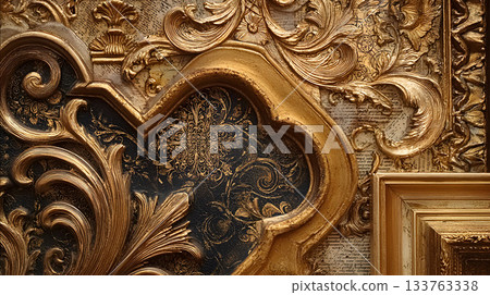 金色中世紀歐洲裝飾背景 133763338