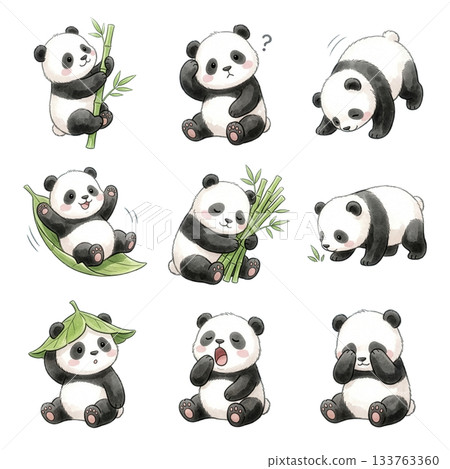 熊貓寶寶9種姿勢套裝 133763360