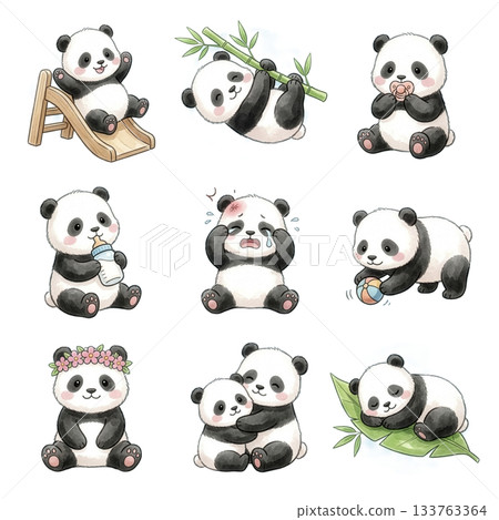 熊貓寶寶9種姿勢套裝 133763364