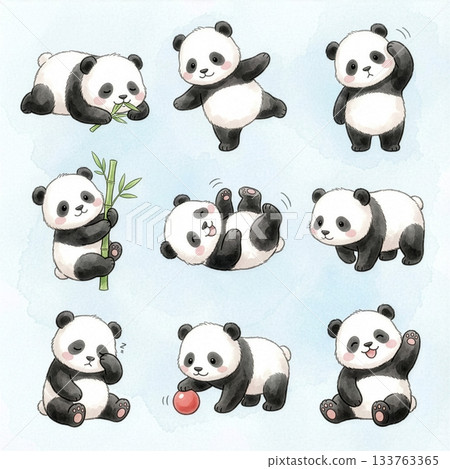 熊貓寶寶9種姿勢套裝 133763365