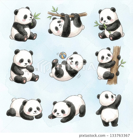 熊貓寶寶9種姿勢套裝 133763367