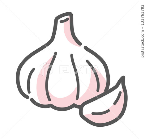 大蒜插圖，象徵耐力、溫暖和調味品圖示素材。 133763792