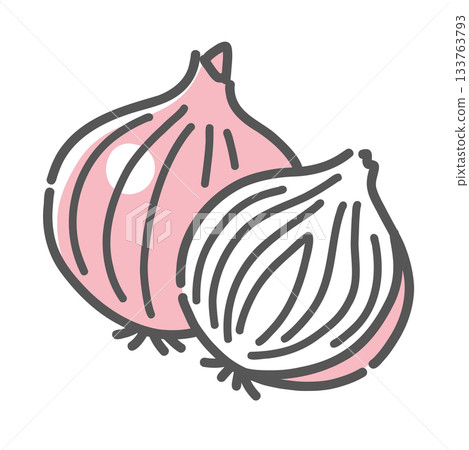 Onion illustrations, blood thinning, warming, vegetable icon material. Onion illustrations, blood thinning, warming, vegetable icon material. 133763793