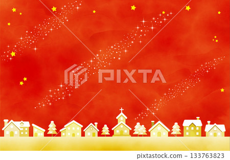 Christmas background material with a sparkling starry sky and cityscape 133763823