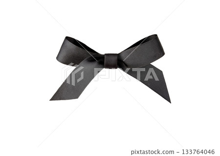 Black ribbon bow isolated on white background 133764046