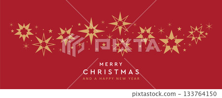 christmas stars border on red background vector illustration 133764150
