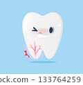 Tooth Cartoon Showing Root Pain and Sensitivity Symptom 133764259