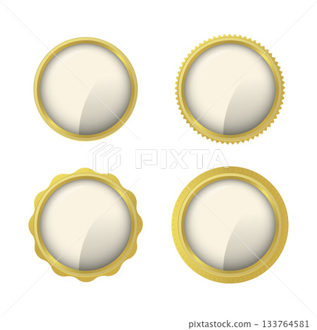Four elegant golden labels with blank space for text on white background 133764581