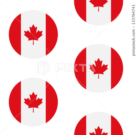 Vector seamless pattern of flat round Canada flag 133764741