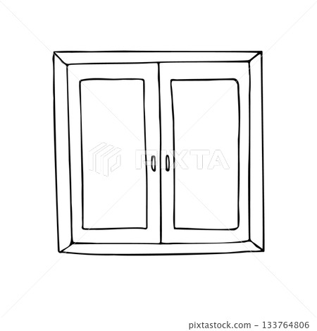 Vector hand drawn sketch doodle outline window Vector hand drawn sketch doodle outline window 133764806