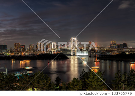 Rainbow Bridge in Tokyo at Night 133765779