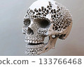 Skull designed with geometric fractals showcasing modern artistic interpretation 133766468
