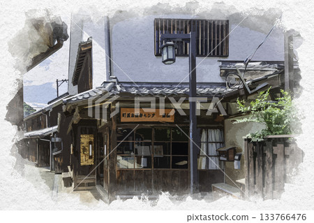 水彩畫風、秋田飛島街道、大崎下島、廣島縣吳市御手洗町景觀保存中心 133766476