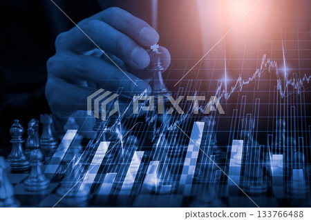 Stock market or forex trading graph and candlestick chart suitable for financial investment concept. Economy trends background for business idea and all art work design. Abstract finance background. 133766488