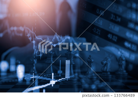 Stock market or forex trading graph and candlestick chart suitable for financial investment concept. Economy trends background for business idea and all art work design. Abstract finance background. 133766489