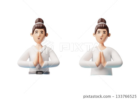 Young woman meditating with folded hand gesture 3D plastic style vector set, cartoon yoga, relax, healthy lifestyle Young woman meditating with folded hand gesture 3D plastic style vector set, cartoon yoga, relax, healthy lifestyle 133766525