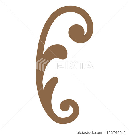 Fancy decorative curl leaves rounded element, vector floral line art, vintage brown flower ornament, Art deco flourish Fancy decorative curl leaves rounded element, vector floral line art, vintage brown flower ornament, Art deco flourish 133766641