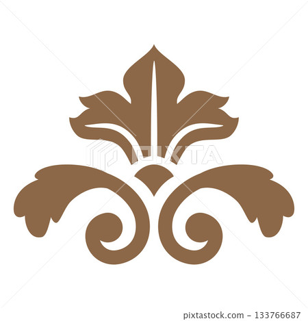 Vintage golden symmetrical ornament in baroque style, decorative embellishment. 133766687