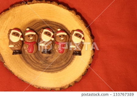 Christmas image: Santa Claus and snowman chocolate Christmas image: Santa Claus and snowman chocolate 133767389