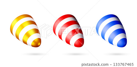 Set of three 3d colorful party hat. Set of three 3d colorful party hat. 133767465
