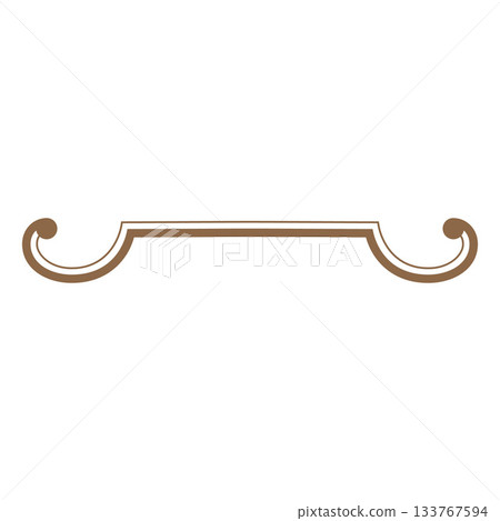 Vintage curved symmetrical line in gold, Baroque style. Vintage curved symmetrical line in gold, Baroque style. 133767594