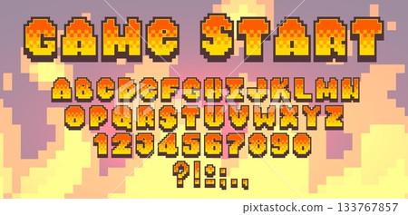 Pixel art retro game font Pixel art retro game font 133767857