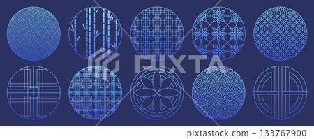 Circle frame in Japanese tradition style 133767900