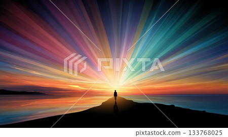 Abstract art expanding into a glowing horizon Abstract art expanding into a glowing horizon 133768025