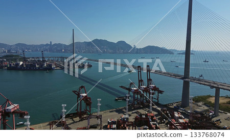 Stonecutters Bridge and commercial container port 133768074