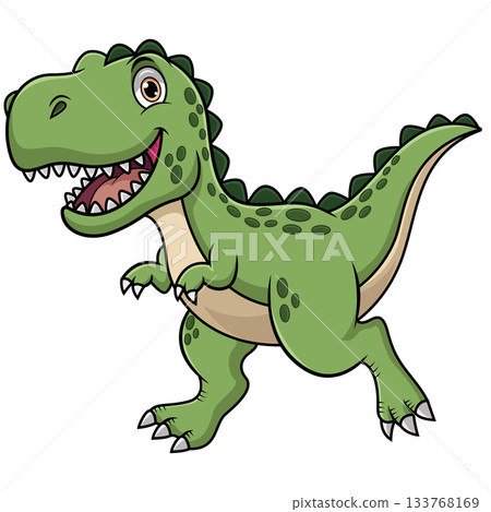 Cartoon happy tyrannosaurus rex 133768169