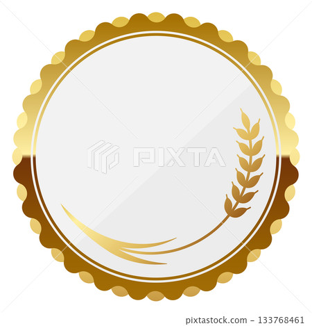 白色和金色相間的奢華麥穗圓形相框 133768461