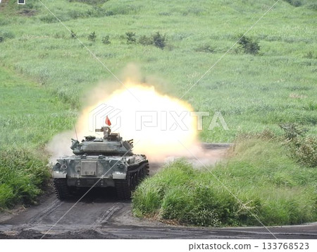 Ground Self-Defense Force Type 74 tank firing 133768523