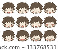 Hand-drawn boy facial expression set 133768531