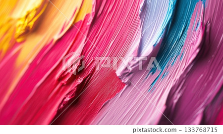 Cyan Yellow And Magenta brush Texture 133768715